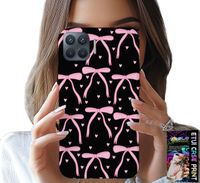 ETUI DO OPPO RENO 4 LITE - CZARNO RÓŻOWE WSTĄŻKI KOKARDKI WSTĄŻKA
