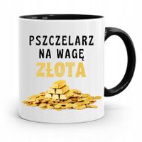 Kubek Czarny Dla Pszczelarza Na Wagę Złota Prezent Z Nadrukiem Ze Zdjęciem