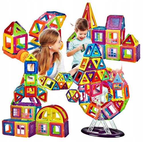 EDUKACYJNE KLOCKI MAGNETYCZNE 124 elementy SZABLON certyfikat GRATIS na Arena.pl