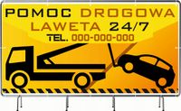 BANER REKLAMOWY 130x80cm projekt w cenie różne wzory POMOC DROGOWA LAWETA