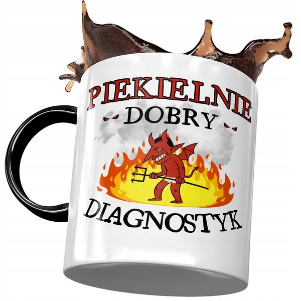 Kubek Czarny Dla Diagnostyka Piekielnie Dobry Z Nadrukiem Ze Zdjęciem zdjęcie 1