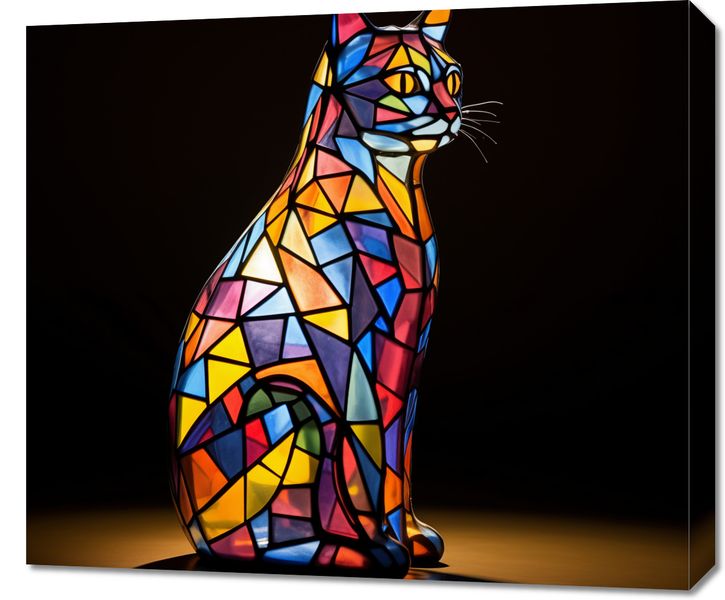Obraz 70x60cm Koci Witraż zdjęcie 1