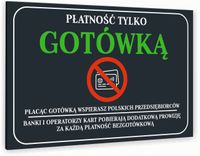 Tabliczka znak informacyjny 20x15 Antracyt PŁATNOŚĆ TYLKO GOTÓWKĄ Dibond