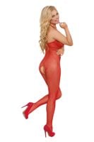 bodystocking siateczkowy z dużymi oczkami czerwony s/l softline