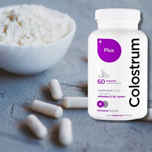 Suplement diety Colostrum PLUS witamina C, D+CYNK KAPSUŁKI 60 dni + prezent na Arena.pl