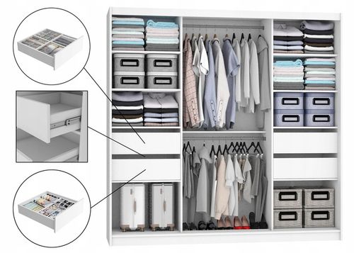 Szafa przesuwna PREMIUM z lustrem SZUFLADY 200 cm na Arena.pl