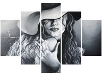 105CM 150CM ZEGAR 5 ELEM SZARA DAMA DRUK OBRAZ