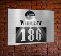 TABLICZKA ADRESOWA oświetlona numer domu dibond SREBRNA aluminiowa