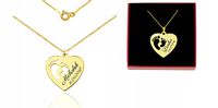 NASZYJNIK STOPY STÓPKI SERCE GRAWER POZŁACANY 925