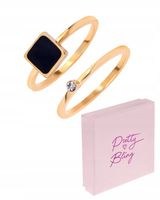 Pierścionek damski pozłacany płaski cyrkonia 2w1