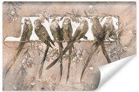 Fototapeta Do Sypialni PAPUGI Kwiaty Beton Abstrakcja Vintage 90cm x 60cm