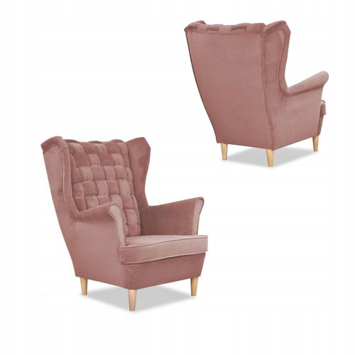 Zestaw wypoczynkowy Carol sofa fotele paski Family Meble różowy na Arena.pl