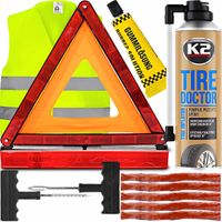 USZCZELNIACZ DO OPON 400ML SZNURKI DŁUTO ZESTAW NAPRAWCZY TRÓJKĄT KAMIZELKA