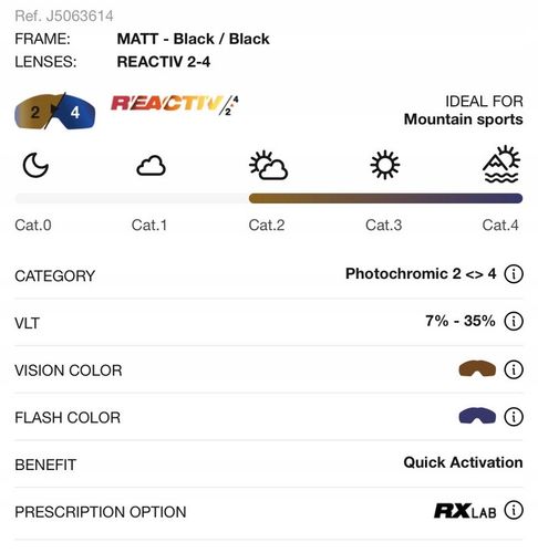 Okulary Julbo SHIELD REACTIV 2-4 - MATT - Black / Black na Arena.pl