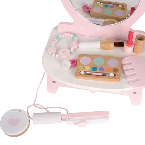 DLA DZIECI  DREWNIANA TOALETKA DLA DZIEWCZYNKI Z LUSTREM AKC na Arena.pl