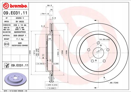 TARCZA HAM TYL 338X18 V BREMBO na Arena.pl