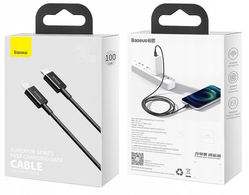 BASEUS KABEL USB-C SZYBKIE ŁADOWANIE PRZEWÓD DO LIGHTNING IPHONE PD 20W 1M na Arena.pl