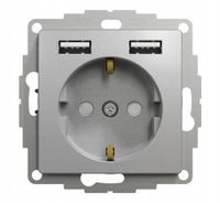 Sedna Design Gniazdo + podwójne USB A srebrny