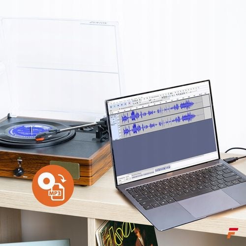 Gramofon retro USB MP3 z Głośnikami + Konwersja Winylu na Arena.pl