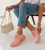 Różowe materiałowe sneakersy Mira 37