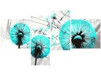 100 55CM OBRAZ 4 ELEM DMUCHAWCE TURKUSIE PŁÓTNO DRUK