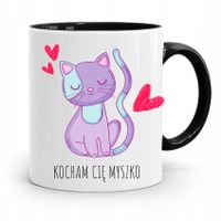 Kubek Czarny Dla Dziewczyny Kocham Cię Myszko Z Nadrukiem Ze Zdjęciem