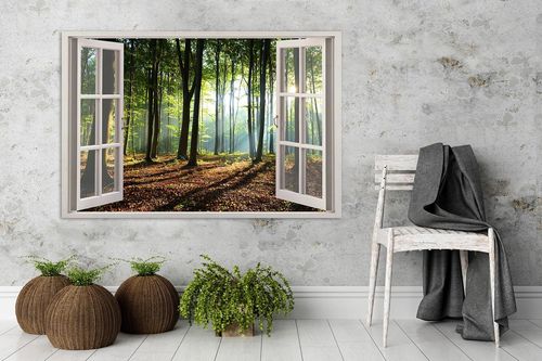 Obraz na płótnie - Canvas, okno - gęsty las 60x40 na Arena.pl