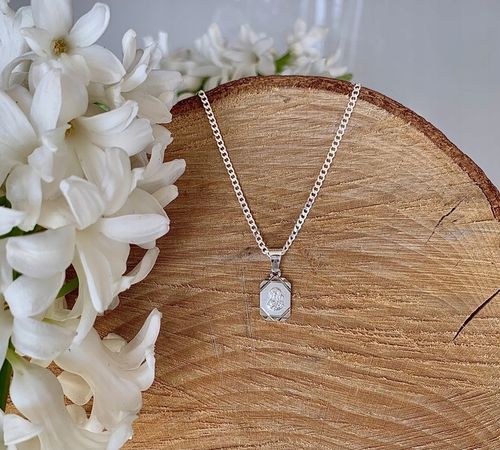 Medalik Matka Boska i łańcuszek pancerka 40 cm Srebrny komplet 925 pamiątka na Arena.pl