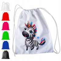 BIAŁY WOREK DO PRZEDSZKOLA SZKOŁY, NA WF - ZEBRA NA ŚWIĘTA