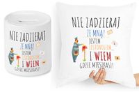Dla Listonosza Zestaw Poduszka + Skarbonka Z Nadrukiem Ze Zdjęciem