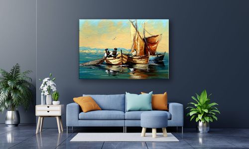 OBRAZ NA PŁÓTNIE 126 Łodzie 60x40cm na Arena.pl