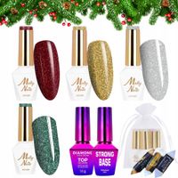 MOLLY NAILS Zestaw świąteczny 4x lakier hybrydowy BAZA TOP słodkości GRATIS