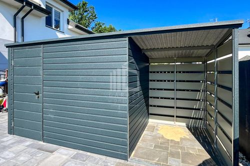 Schowek - domek ogrodowy 2,5x2,m + wiata 1,5m - Drzwi Dach spad w tył ID685 na Arena.pl