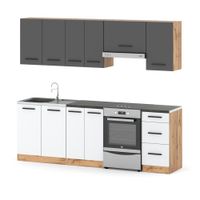 Kuchnia Z Blatem Modułowa Nowoczesna 2.4m Mokka Wotan Szary Mat Biały Mat