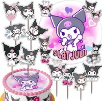 ZESTAW OPŁATEK NA TORT 20CM + TOPPERY - KURO.MI MELODY+ IMIĘ 15CM 18CM