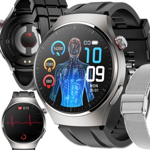 SMARTWATCH ZEGAREK MĘSKI Z EKG POMIAR CUKRU PULS CIŚNIENIE ROZMOWY MENU PL na Arena.pl