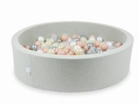 Suchy basen jasnoszary 110x30 z piłeczkami 400 sztuk (przezroczyste, perłowe, srebrne, różowozłote, jasnozłote)