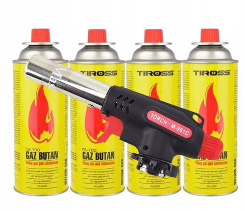 Palnik Lutownica gazowa opalarka palnik 360° + 6 x GAZ KARTUSZ na Arena.pl