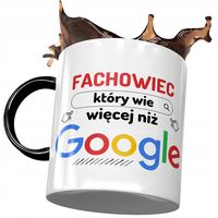 Kubek Czarny Dla Fachowca Wie Więcej Niż Google Z Nadrukiem Ze Zdjęciem