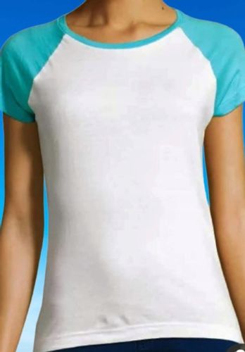 T SHIRT BLUZKA KOSZULKA DAMSKA XL BIAŁA Z LAZUREM BAWEŁNA SOL'S na Arena.pl