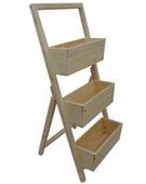 DONICA STOJAK POTRÓJNY Z DREWNA NA KWIATY KWIETNIK KASKADOWY NATURALNY