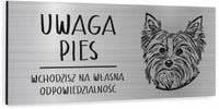 Tabliczka dibind uwaga pies Yorkshire terrier 20x10 cm NADRUK UV