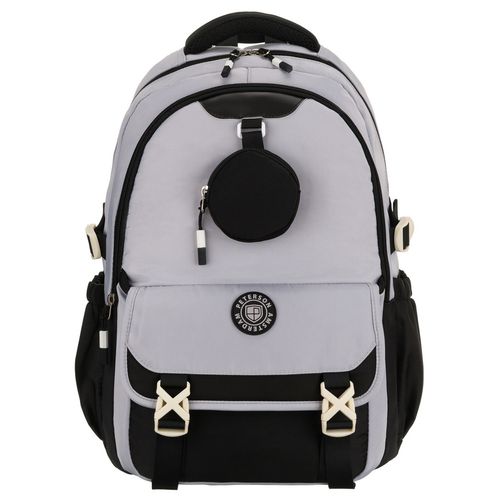 szaro-czarny plecak szkolny z poliestru z dodatkową saszetką - peterson na Arena.pl