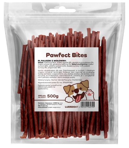 Saczki przysmaki dla psa paluszki z wołowiny 500g PAWFECT BITES na Arena.pl