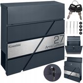 SKRZYNKA NA LISTY POCZTĘ POCZTOWA LISTOWA GAZETNIK ANTRACYT + ADRES