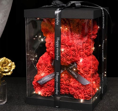 MIŚ Z PŁATKÓW RÓŻ XXL DUŻY NA WALENTYNKI DZIEŃ KOBIET PIĘKNY PREZENT + na Arena.pl