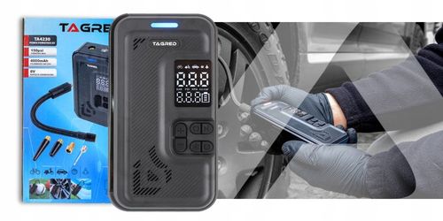 KOMPRESOR SAMOCHODOWY Pompka Elektryczna Sprężarka do kół 8V 4000mAh LCD na Arena.pl