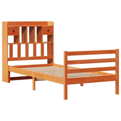 Łóżko z regałem, bez materaca, woskowy brąz, 75x190 cm, sosnowe na Arena.pl