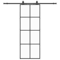 Drzwi przesuwne z zestawem okuć czarne 76x205 cm ESG szkło