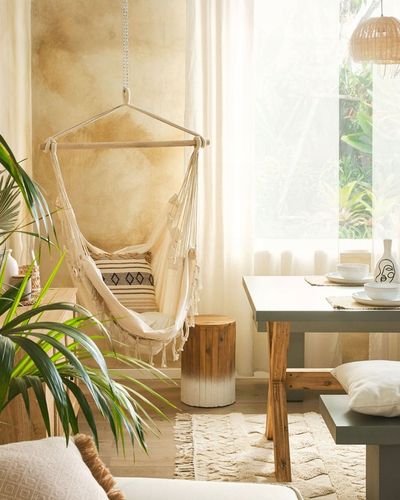 Fotel wiszący hamak boho huśtawka beżowy na Arena.pl